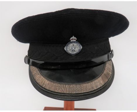 Southend-On-Sea Inspector's Pre 1952 Officer Peaked Cap black crown and body.  Oak leaf decorated band.  Black peak with sing