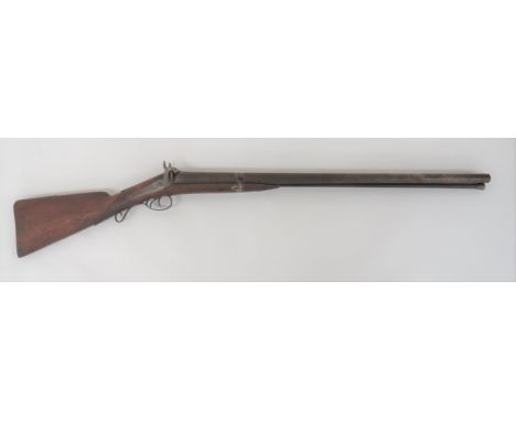 Mid 19th Century Percussion Large Bore Double Barrel Shotgun6 bore, 33 inch, side by side barrels.  Top rib with faint maker 