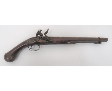 Late 18th Century Holster Pistol By Abbot20 bore, 13 1/2 inch, smoothbore barrel.  Lock plate with chamfered edges and steppe