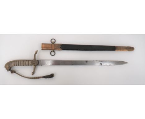 Attributed Victorian Royal Navy Midshipman's Dirk18 inch, single edged blade.  Etched foliage scrolls, crowned anchor and cro