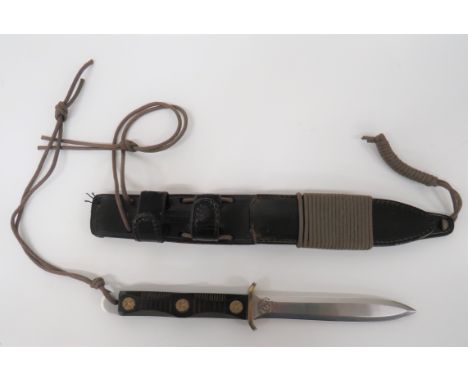 Modern John EK Commemorative Commando Combat Knife6 1/2 inch, double edged blade.  The forte with WW2, Korea & Vietnam Comman