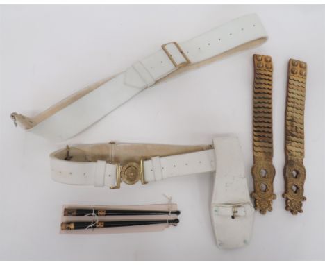 Small Selection of Guards Equipmentconsisting pair of Grenadier Guards Drum Major's sash sticks with ornate gilt mounts ... C