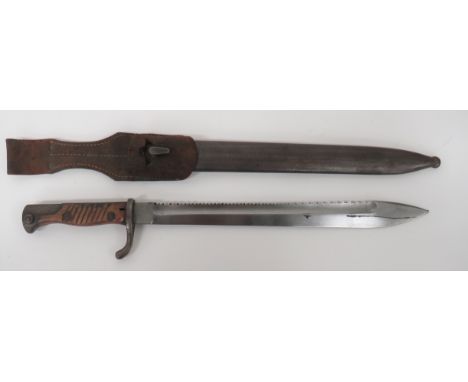 Imperial Seitengewehr M1898/05 Sawback Butcher Bayonet14 1/2 inch, single edged blade widening towards the point.  Rear sawba