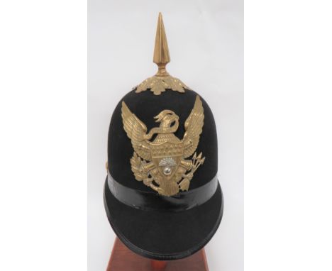 United States Ordnance Corps Sergeant's Dress Helmet C1881black felt, single panel crown with rounded peak and rear brim.  Le