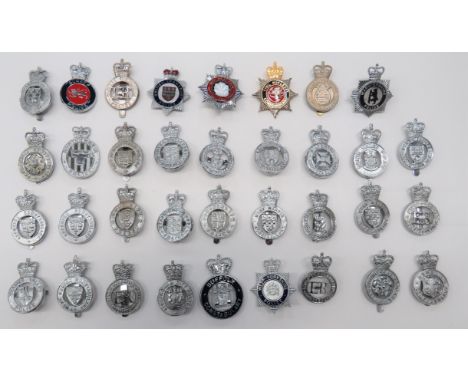 35 x Post 1953 Police Constabulary Cap Badgeschrome plated, QC examples include Lancashire Constabulary ... Dyfed-Powys Const