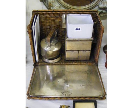 A fine quality circa 1920's Drew & Co. Of Piccadilly “En Route” picnic set with silver-plated and enamel containers, trays an