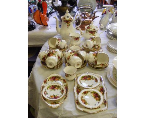 A Royal Albert part tea and coffee service in 'Old Country Roses' pattern, approx. 44 pieces.