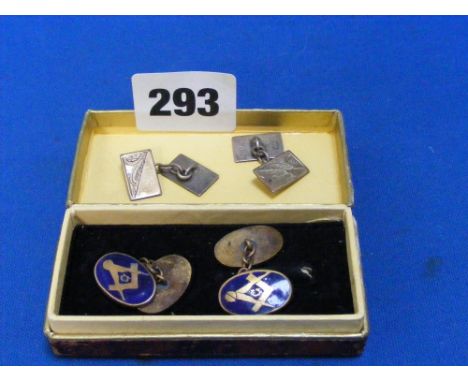 An enamel pair of Masonic cufflink's, plus a silver pair of cufflink's