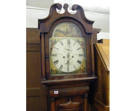 An early 19th Century mahogany long case clock by J. Paterson of Edinburgh, the 13 inch painted dial with Roman numerals and 