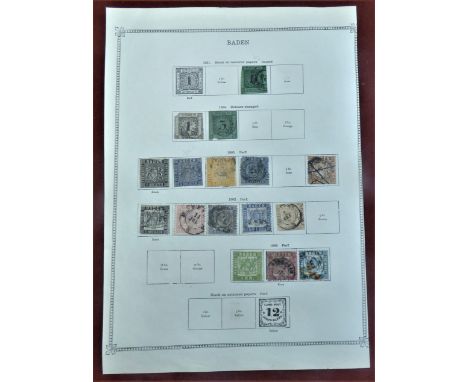 German States Classic Collection Baden 1851-1868 collection of 14 used definitives, some edge nibbles plus two with trimmed p