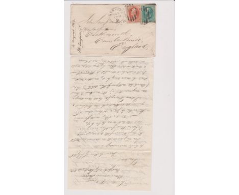 USA 1882 envelope posted to the UK and cancelled 5/8/1982 New York R with two oval circle R cancels on SG 185 2c and SG 208 3