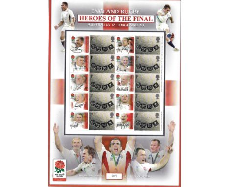 GB 2003 England Rugby Heroes of the Final, limited edition sheet with 10x SG 2186 first-class stamps with team member labels