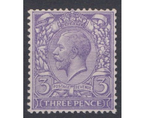 GB George V 1912 3d Heliotrope N 22 (11) light hinged cat £40