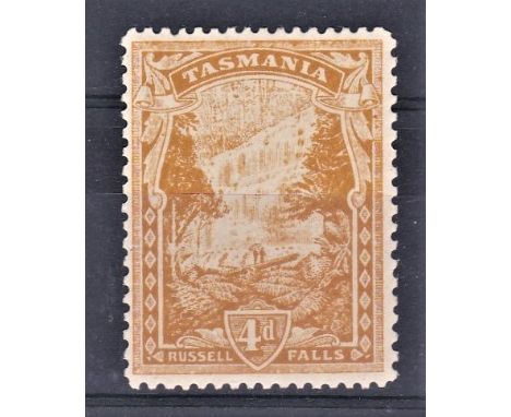 Australia (Tasmania) 1907-12 4d Orange-Yellow perf 12 1/2, Comp 11, SG247db, white T55c, mounted mint, even light gum toning.