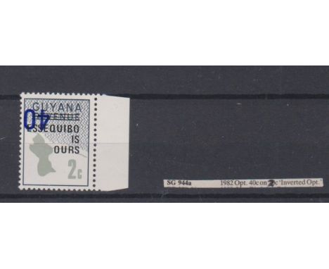 Guyana 1982 40c on 2c black Error 40 Inverted, SG 944a, u/m mint