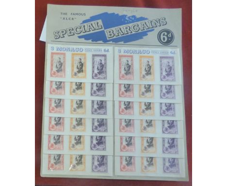 Monaco Vintage Stamp Packets, 6d, XLCR, in fine condition, would frame well for the office!