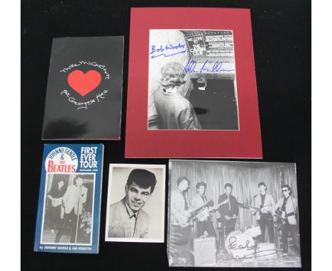 BEATLES - SIGNED - a group of signed items to include a promotional photo of The Beatles in Hamburg signed by Pete Best, a co