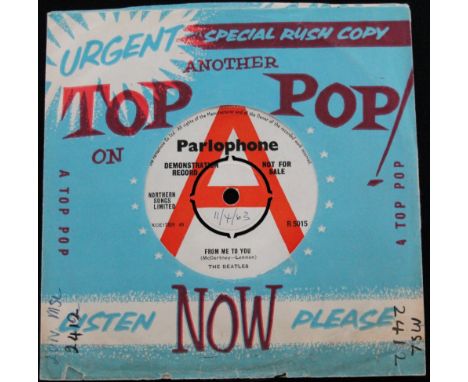 THE BEATLES - FROM ME TO YOU PROMO - Extremely rare promo 7" of From Me To You - R 5015. On white Parlophone labels with a la