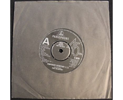 PAUL MCCARTNEY - TEMPORARY SECRETARY - A one sided 7" promo from 1980. Catalogue number is R 6039. Matrix number is R 6039 A 
