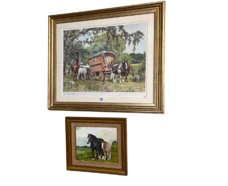 DM &amp; EM Alderson, Horse &amp; Foal, watercolour, signed and dated 1982, 21.5cm by 26.5cm and The Travellers, limited edit