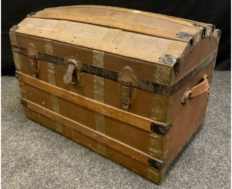 A domed topped travelling trunk, 51cm high, 77cm wide 