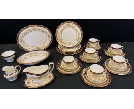 A Minton Dynasty pattern dinner and tea service, for six, printed mark, N3775 