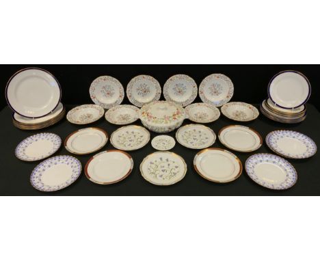 Spode - eleven  Fleur de Blue side plates, two dinner platesl  tureen cover;   eight Shanghai bowls; six Campanula side plate