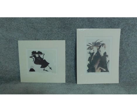 Two signed unframed Sue Macartney-Snape prints, Two Old Birds and The Wedding Guest. H.49cm W.38cm