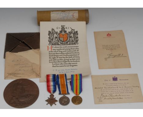 Medals, WW1, Royal Navy, Jutland Casualty Group and Personal Signed Condolence Card from Neville Chamberlain, WW1, 1914-1915 