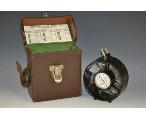 An anemometer, by John Davis & Son (Derby) Ltd, 4cm dial, 11cm diam overall, numbered Z617, leather case 