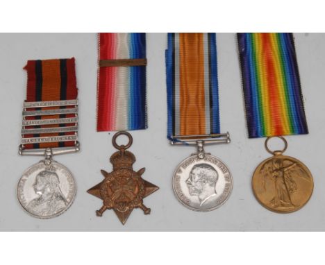 Medals, Boer War and WW1, group of four, Queen's South Africa Medal/5 clasps (Tugela Heights, Orange Free State, Relief of La