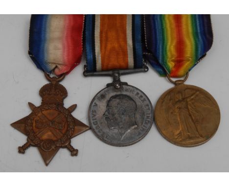 Medals, WW1, trio, 1914-1915 Star, British War Medal and Victory Medal, awarded to 1874 Pte. PW Parkin, Notts. Yeomanry (Sher