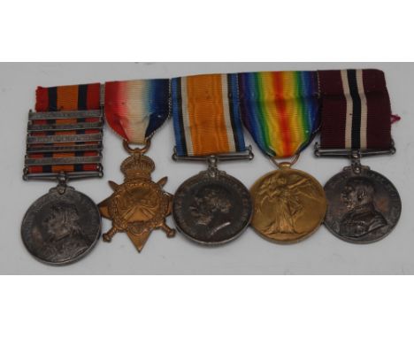 Medals, QSA/five clasps, WW1 trio, Perm. Forces Empire LSGC, group of five, Sjt/Lieut. Imp. Yeo/SAMR (unusual ranks), Queen's