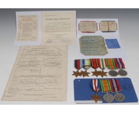 Medals, WW2, Nottingham Husband and Wife, groups of six (RN) and three (WAAF): war diary Dieppe Raid/D-Day (copy), JX318670 S