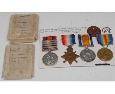 Medals, Boer War and Great War, Father (Lancs. Volunteers) and Son (Royal Marines, wounded Gallipoli), Queen's South Africa M