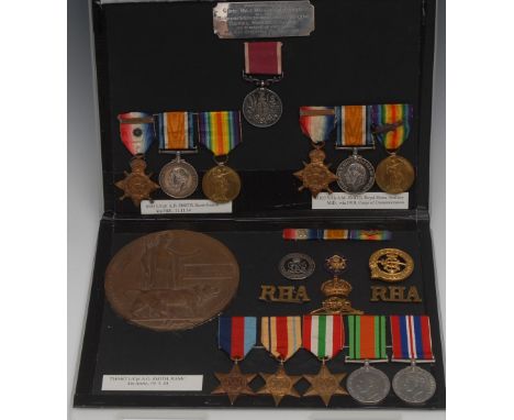 Medals, Family Medals, a group of four, with original documents, two killed-in-action, one wounded-in-action, Father: RSM Mil