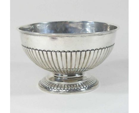 A Victorian silver pedestal bowl, of half gadrooned circular form, with a half gadrooned body, Sheffield 1897, 384g20cm diame