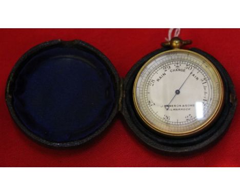 A Cameron &amp; Son's, Kilmarnock pocket barometer in original outer case