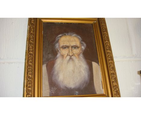 Late 19th century oil on board by T Butters Portrait of Bearded Gentleman