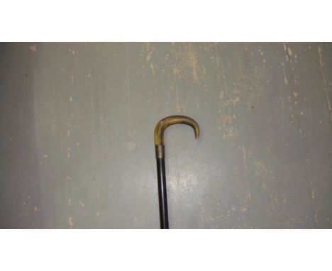 Silver banded horn handle walking stick