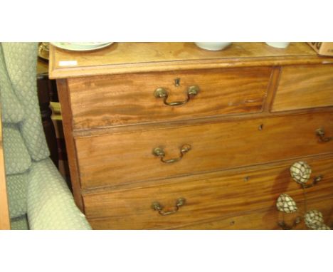 19th century mahogany chest of two short and three long drawers on bracket feet
