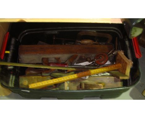 Box of assorted wood working tools