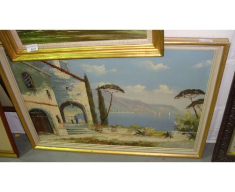 Oil on canvas Mediterranean Land and Seascape 