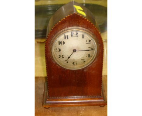 Edwardian arched topped mahogany mantle clock