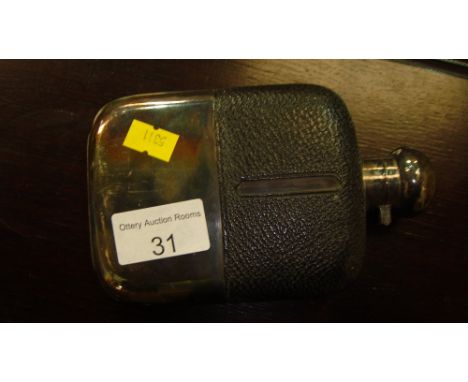 Vintage silver plated and leather hip flask