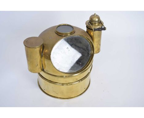 19th century brass binnacle for a compass, of plain circular form, with glazed panel to front and top, no maker's name appare