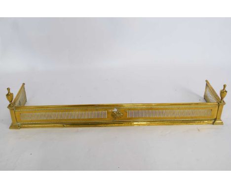 Victorian pierced brass fire fender, 109cm wide