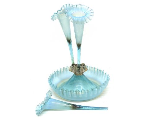 Victorian vaseline glass epergne