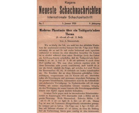 Kagan's Neueste Schachnachrichten. Internationale Schachzeitschrift. Hrsg. von Bernhard Kagan. 5. Jahrgang 1925. Berlin, Kaga