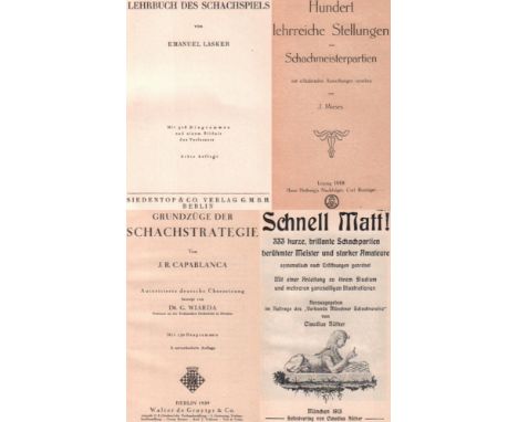 Mieses, J. Hundert lehrreiche Stellungen aus Schachmeisterpartien mit erläuternden Anmerkungen. Leipzig, Ronniger, 1918. 8°. 